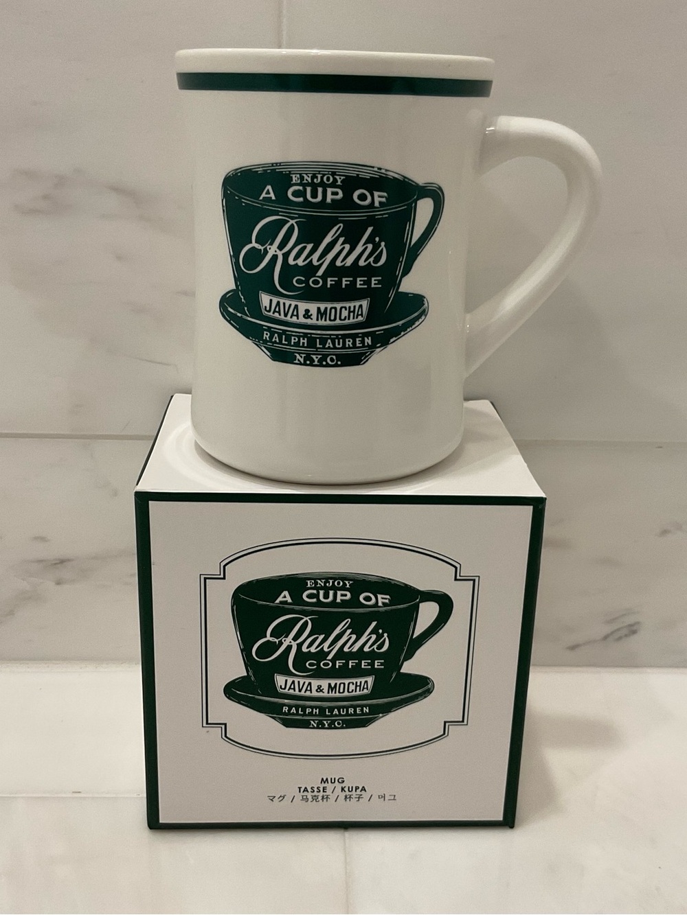 NEW Polo Ralph Lauren 14oz RALPH’S COFFEE Logo Porcelain Coffee Tea Mug